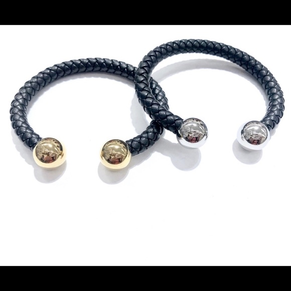 Stainless Steel Plain Ball LEATHER MEN CUFF BRAC. - Picture 5 of 8